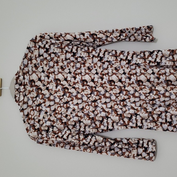 Y2k Retro Bodycon Midi Dress Medium Brown Tan Cowl Neck 3/4 Sleeve Office Career - Picture 6 of 12